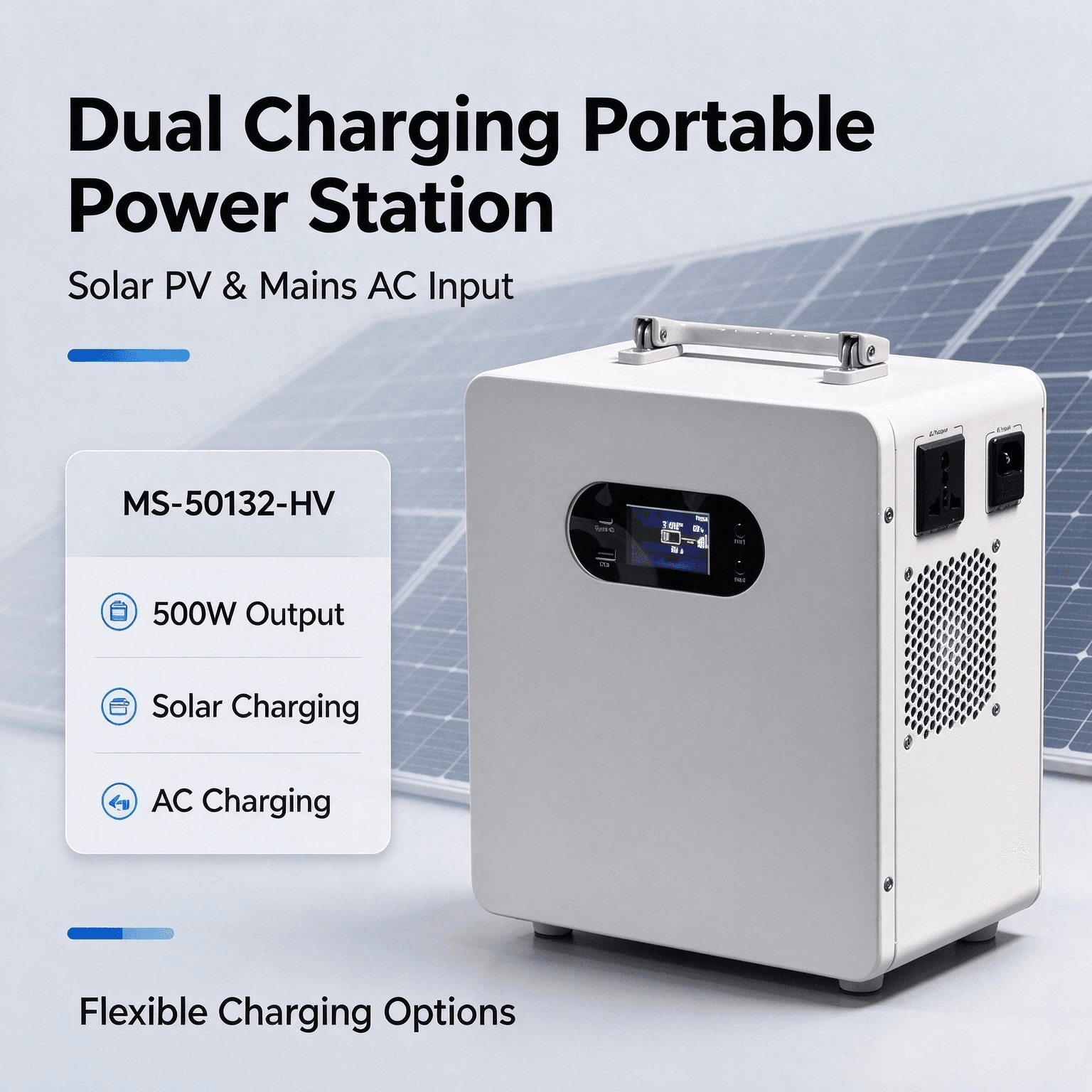 500W 1004Wh Solar Generator Portable Power Station with Long Cycle Life LiFePO4 Battery - 1