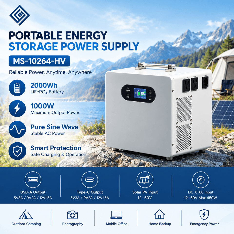 1000W 2kWh LiFePO4 Portable Power Station Solar Generator for Camping and Household Emergency Backup